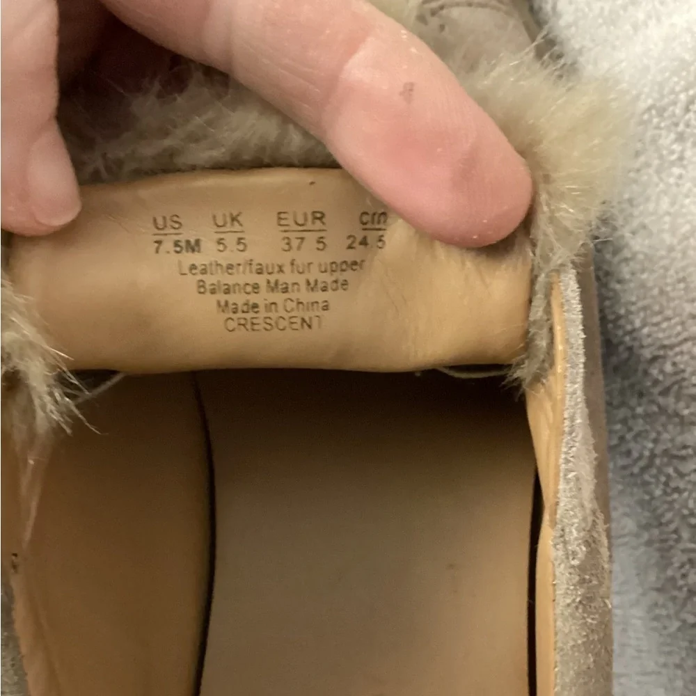 Franco Sarto Faux Fur Leather Slip on Sneakers Size 7.5